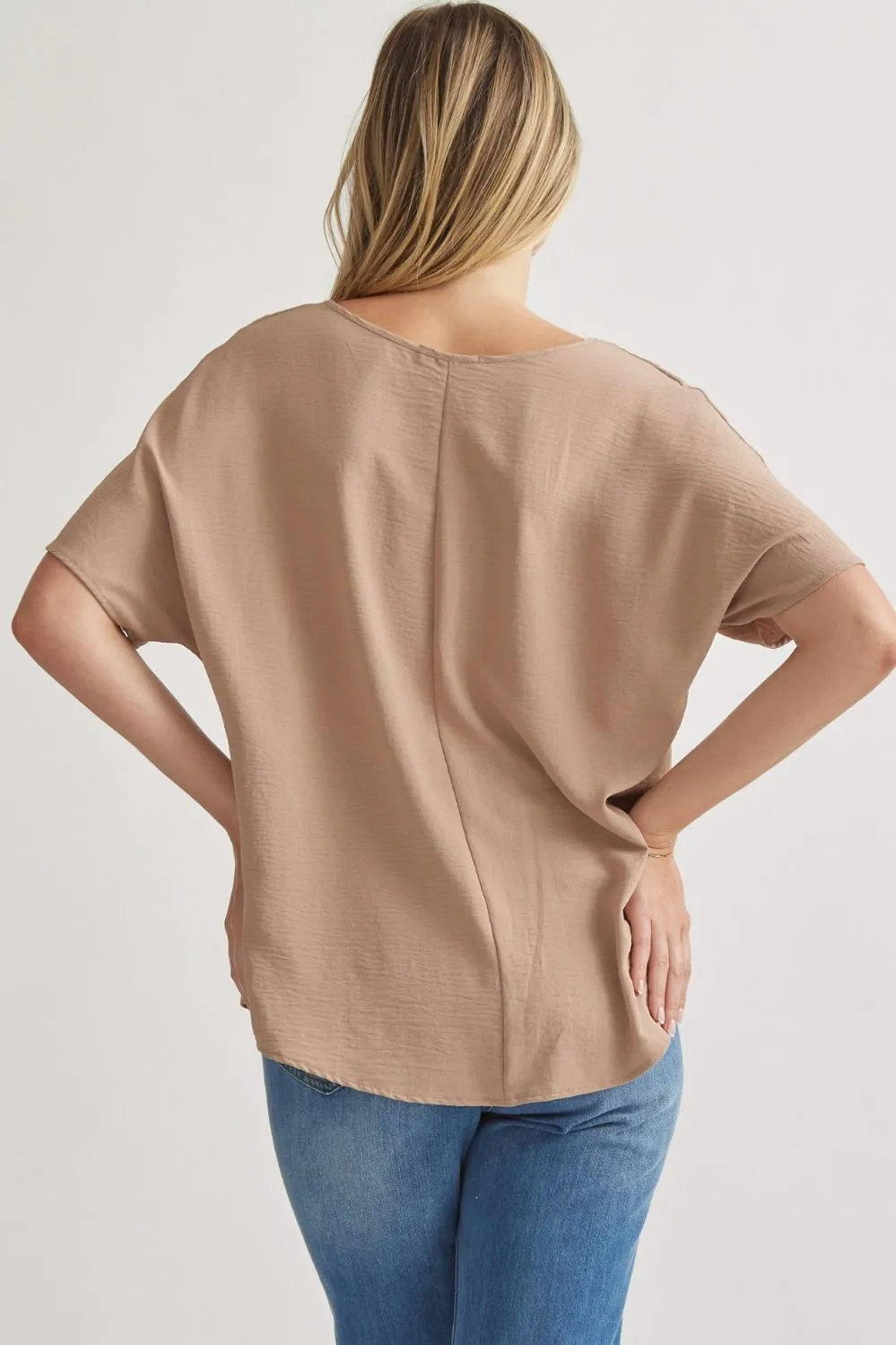 Blissful Basics V-Neck Top - Latte