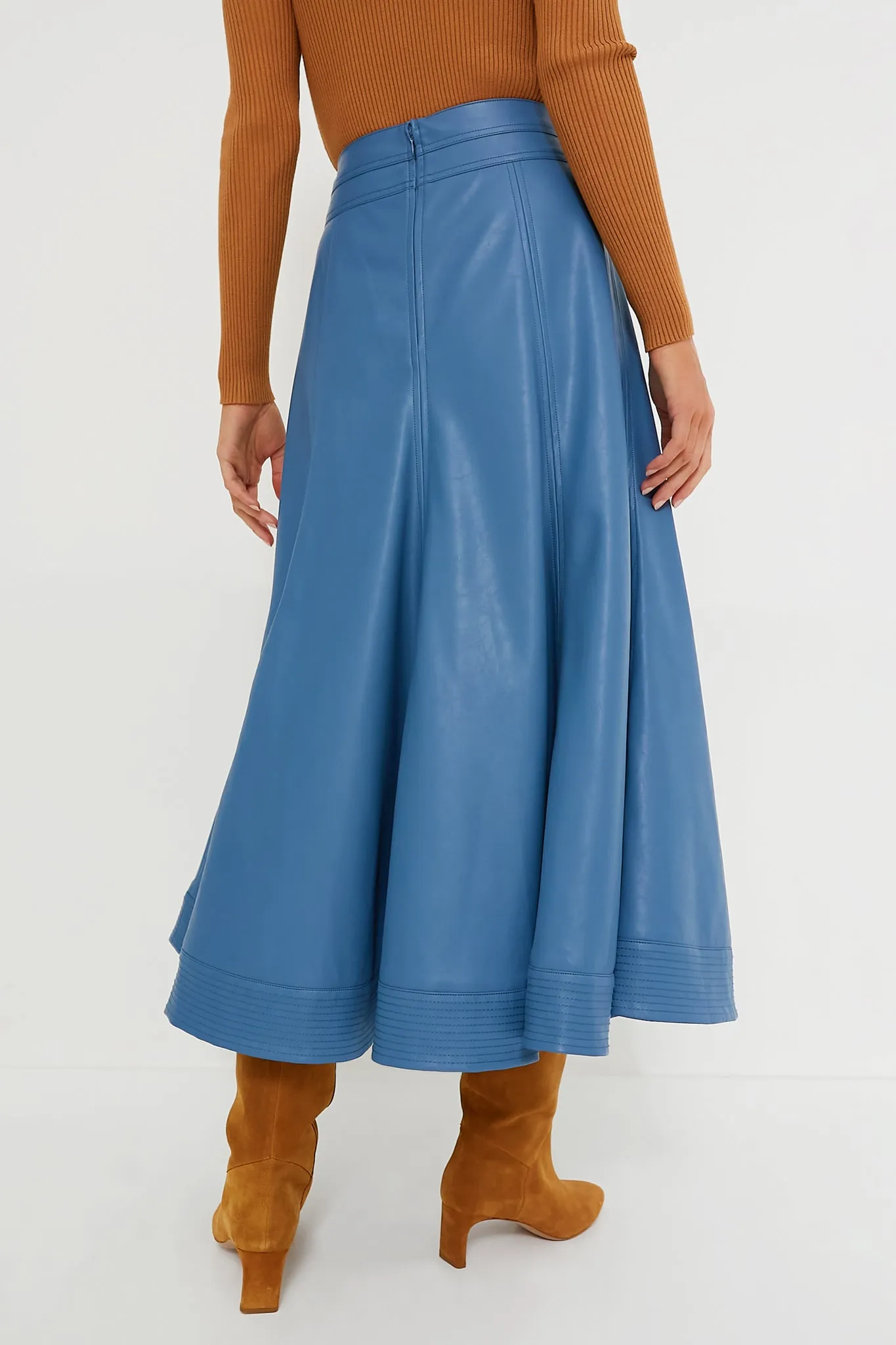 Blue Leather Brynn Skirt