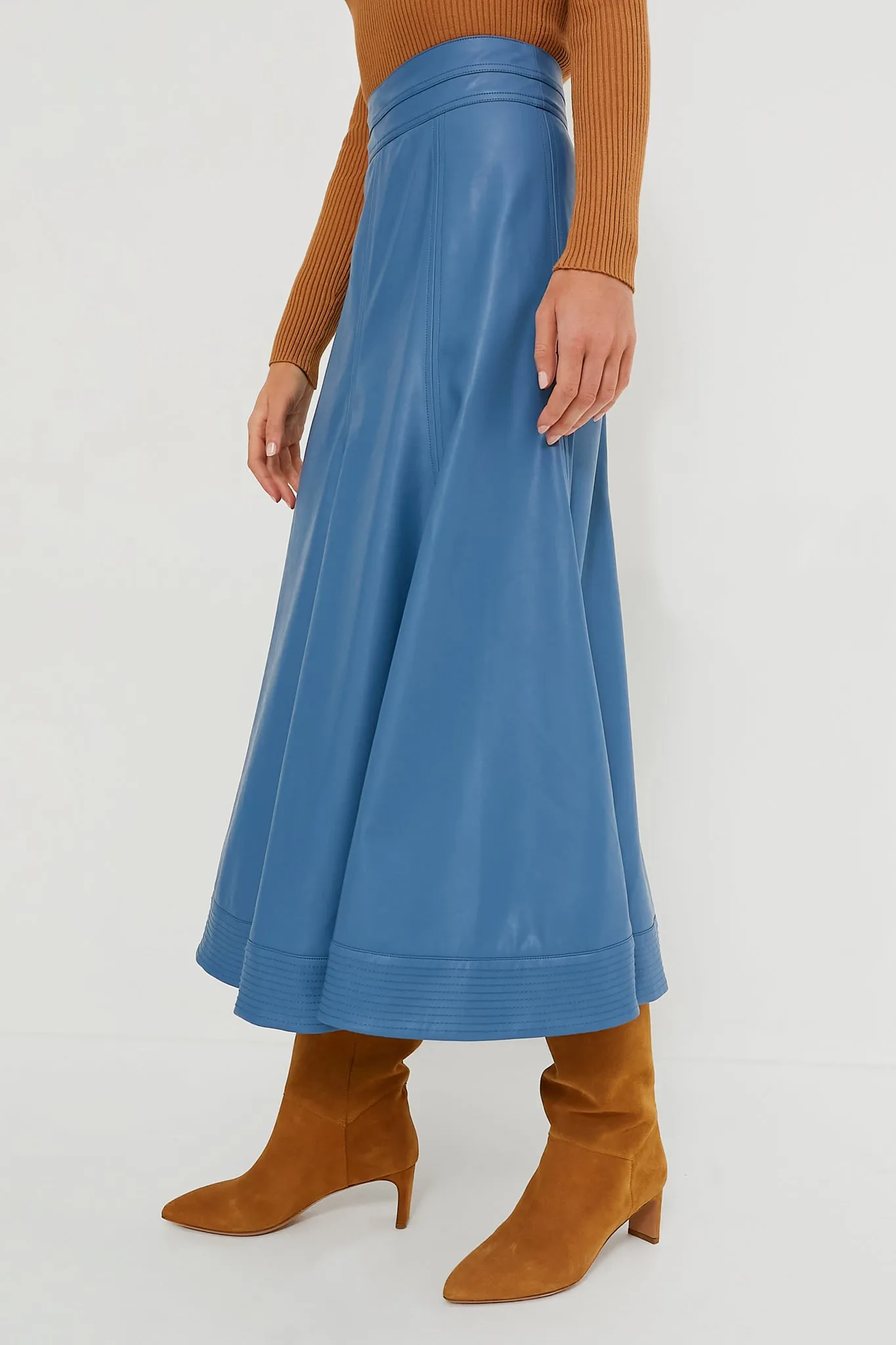 Blue Leather Brynn Skirt