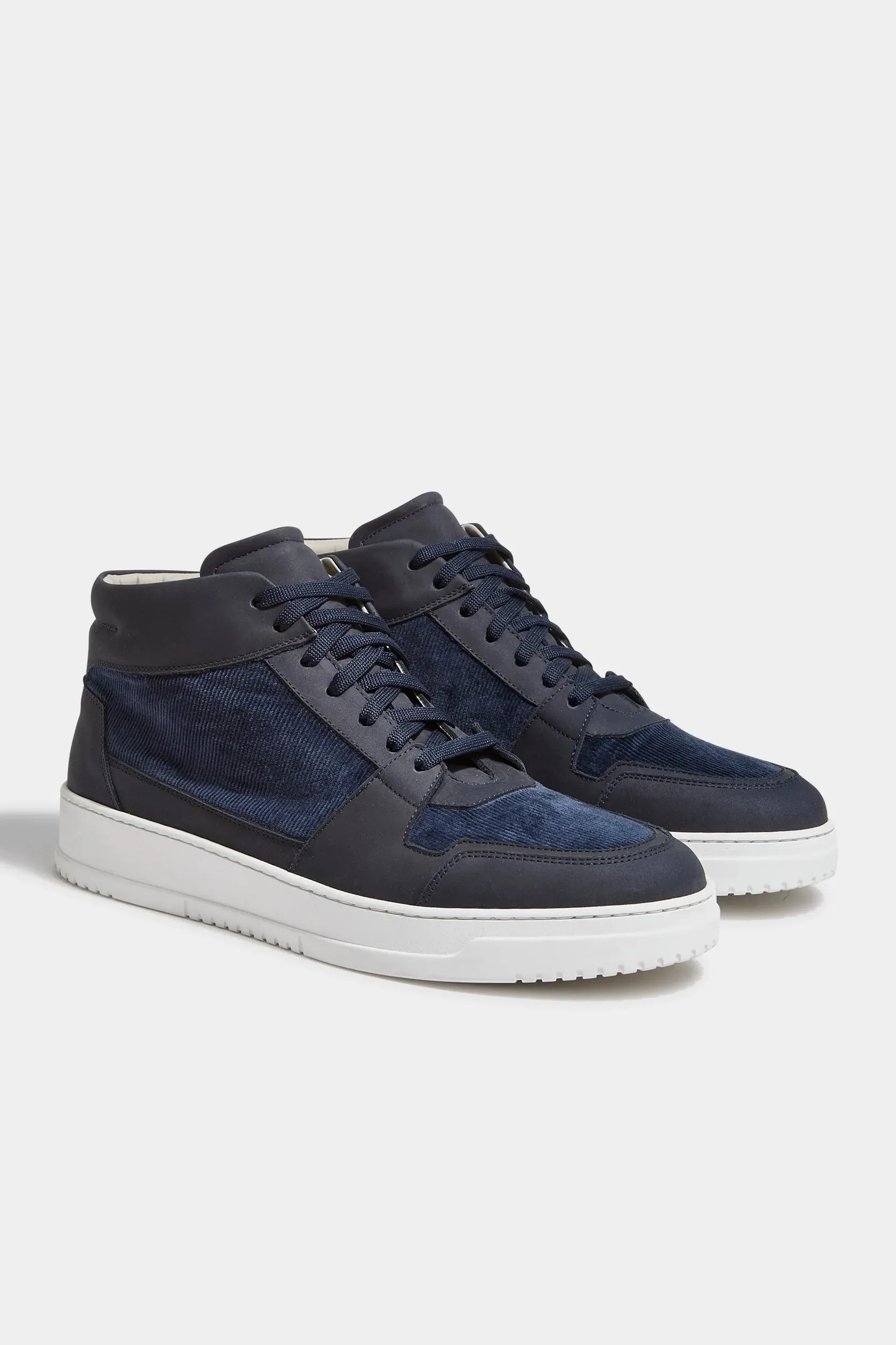 Blue nabuk and corduroy High sneakers - Made In Italy