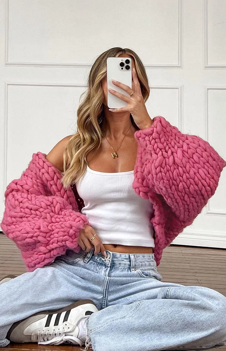 Blush Blossom Pink Knit Cardigan