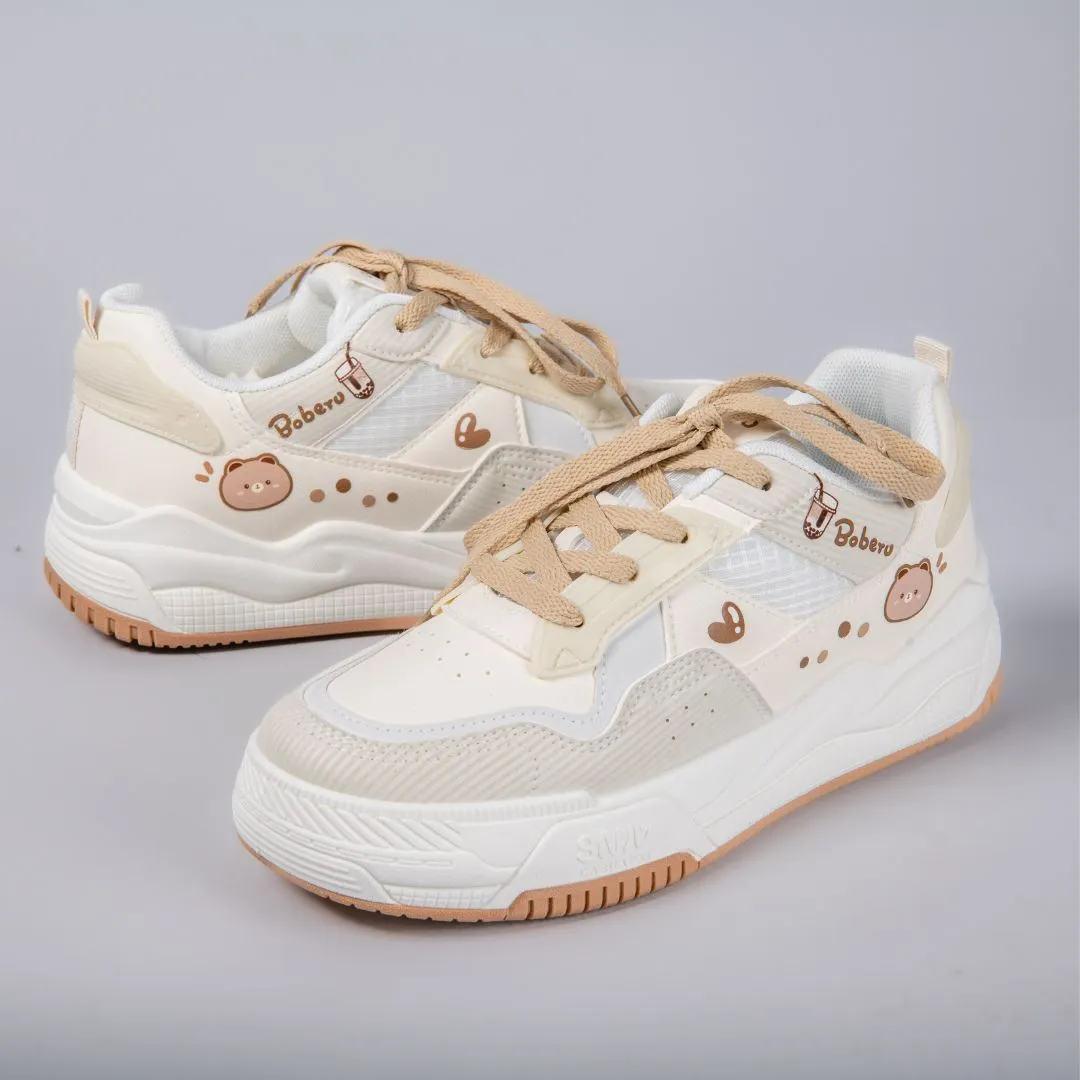 Boba Lovin Bobearu White Sneakers - Women's