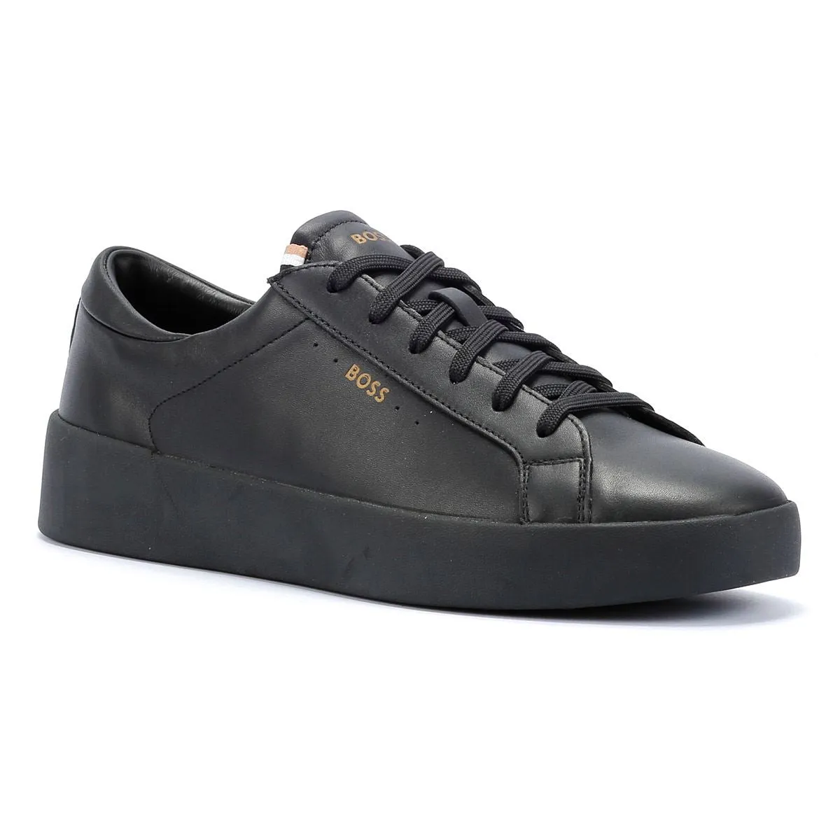 Boss Belwar Tennis Smooth Leather Men's Black Trainers