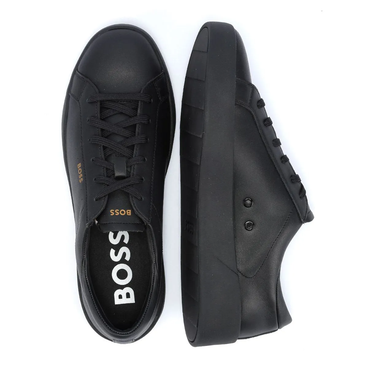 Boss Belwar Tennis Smooth Leather Men's Black Trainers