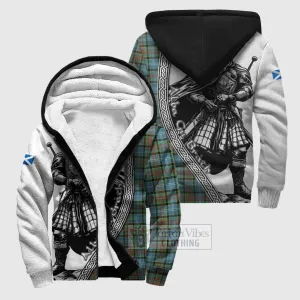 Brisbane Tartan Clan Crest Sherpa Hoodie with Highlander Warrior Celtic Style