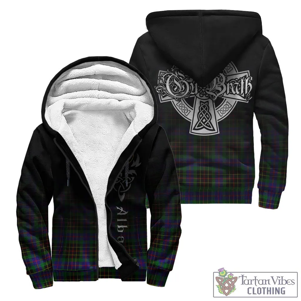 Brodie Hunting Modern Tartan Sherpa Hoodie Featuring Alba Gu Brath Family Crest Celtic Inspired