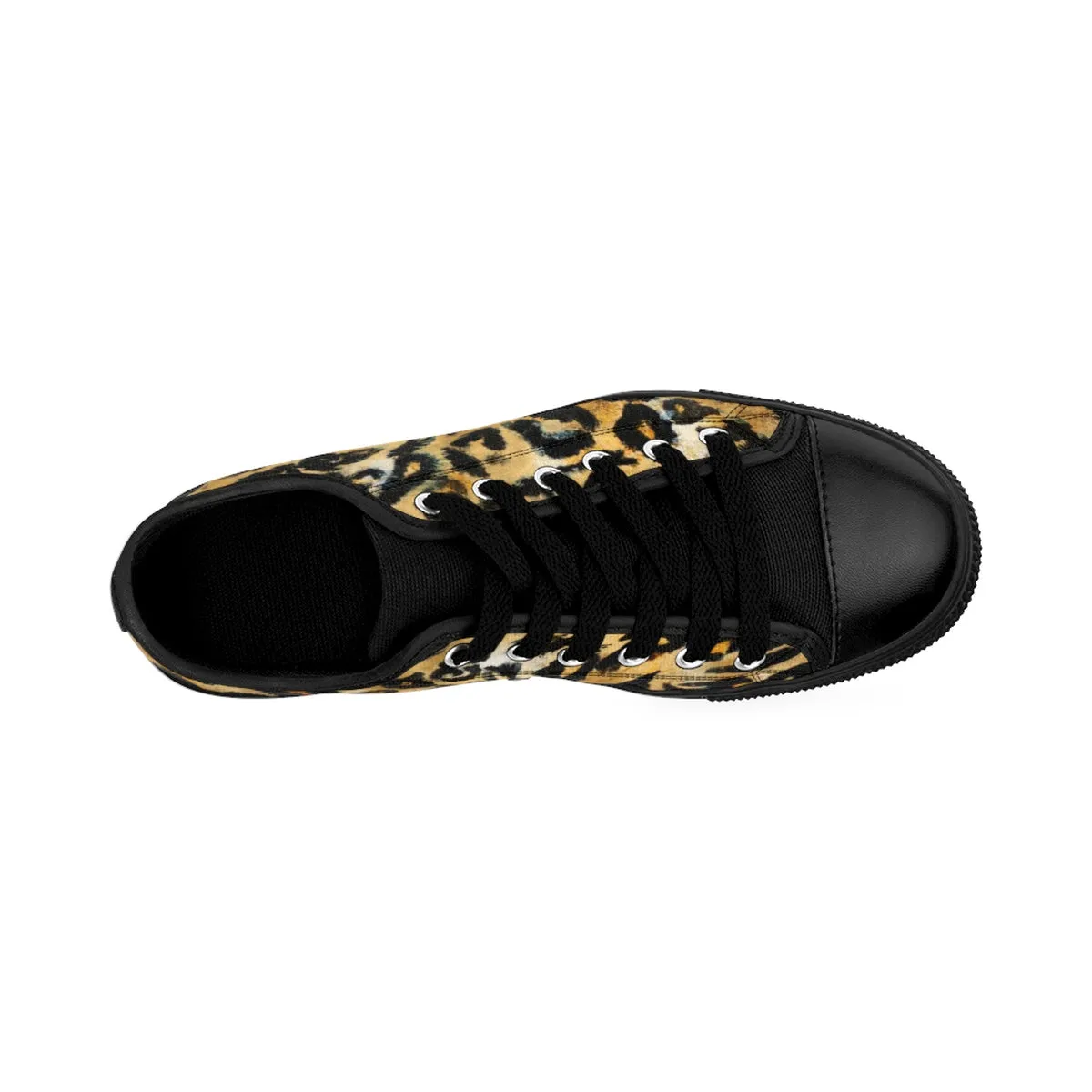 Brown Leopard Print Women's Low Tops, Wild Animal Print Low Top Sneakers Tennis Shoes