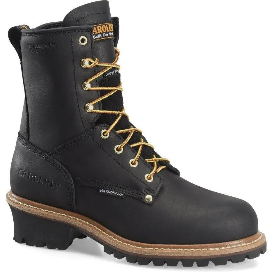 Carolina Men's Elm 8” Stl Toe WP INS Logger Work Boot - Black - CA5823