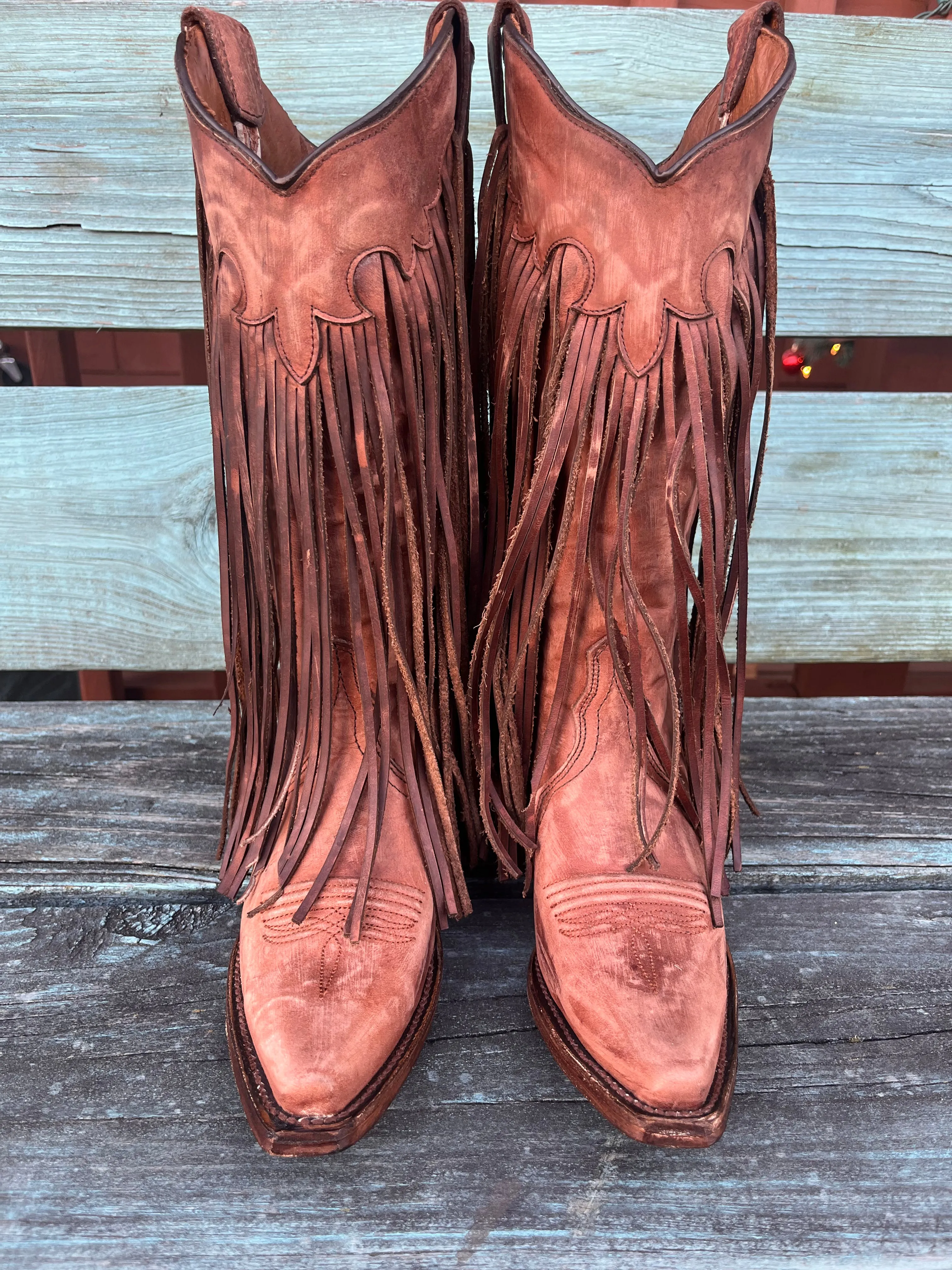 Circle G Women's Brick Brown Fringes Cowgirl Boots L6088