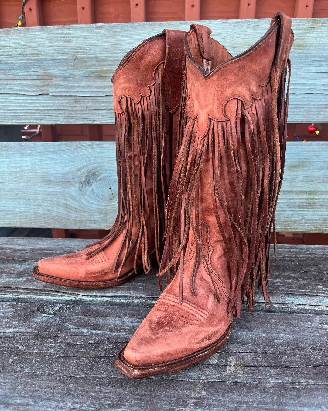 Circle G Women's Brick Brown Fringes Cowgirl Boots L6088