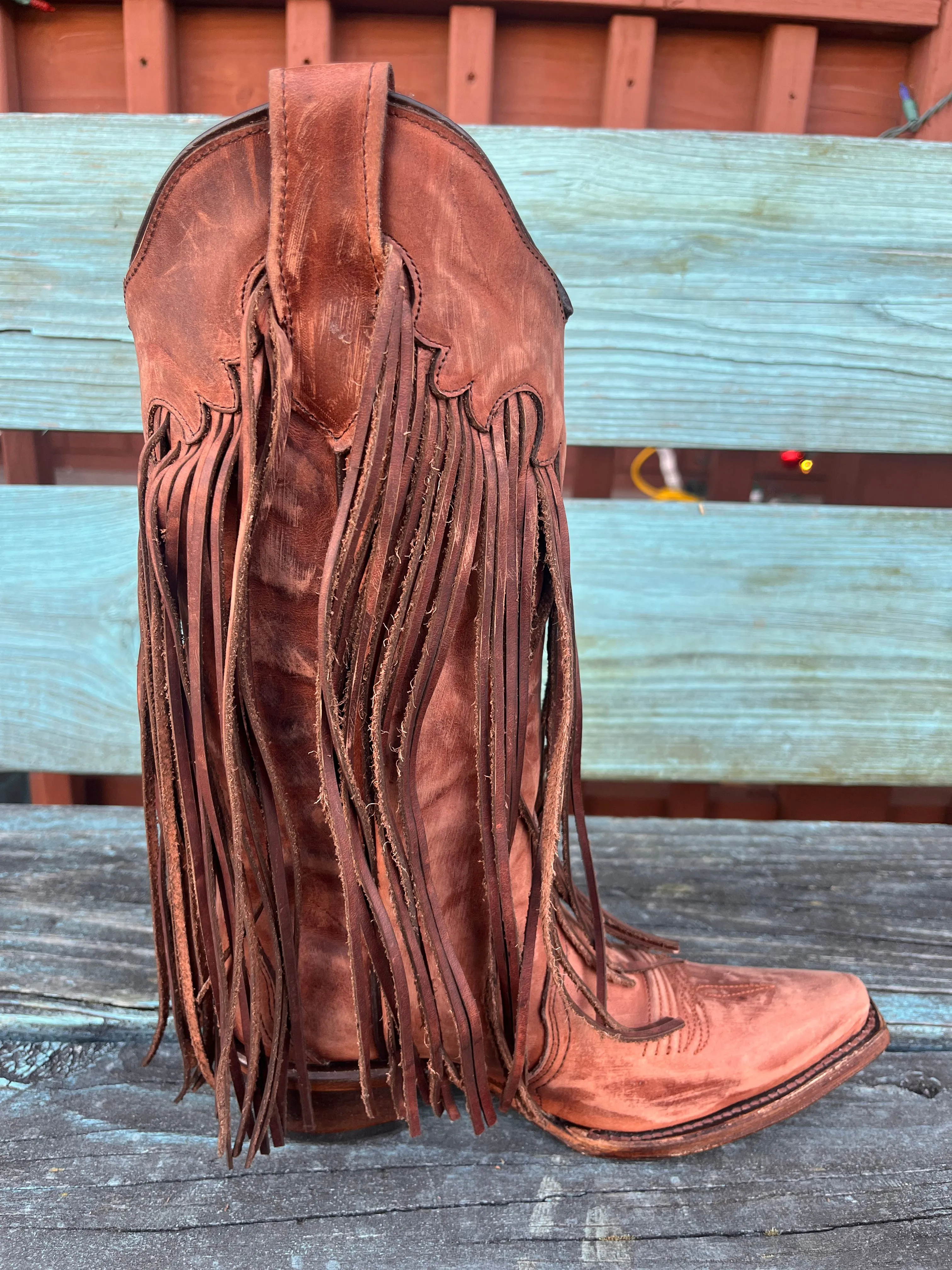 Circle G Women's Brick Brown Fringes Cowgirl Boots L6088