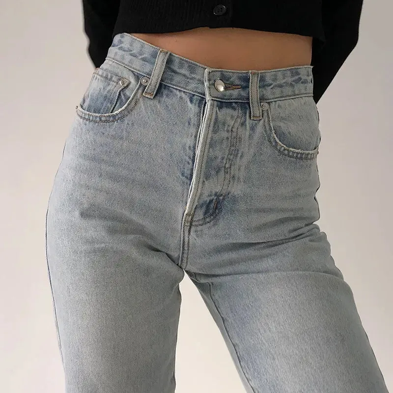 Classic High-Waisted Straight-Leg Jeans