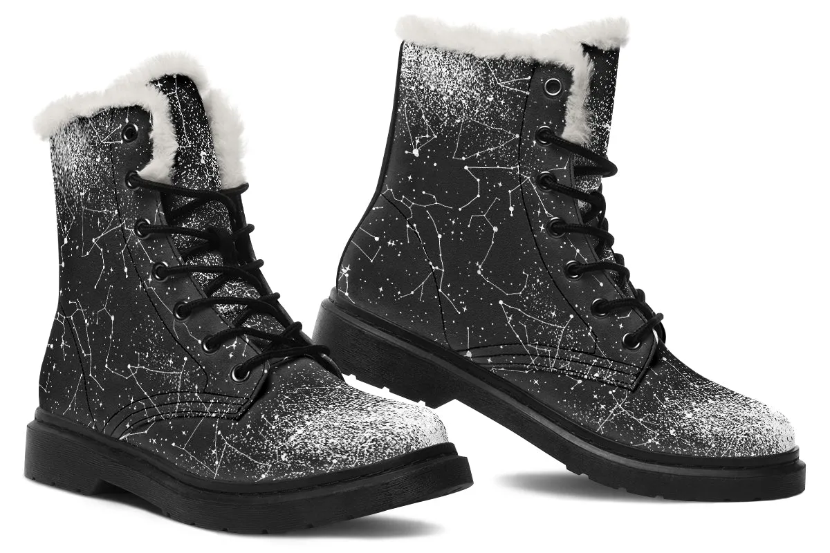 Constellation Winter Boots - Warm Micro-Suede Doc-Style Boots Lined with Vegan Wool