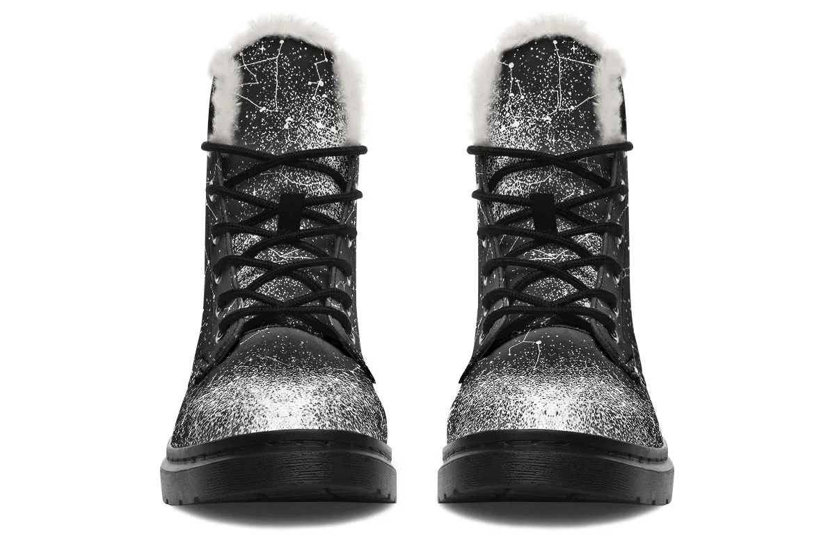 Constellation Winter Boots - Warm Micro-Suede Doc-Style Boots Lined with Vegan Wool