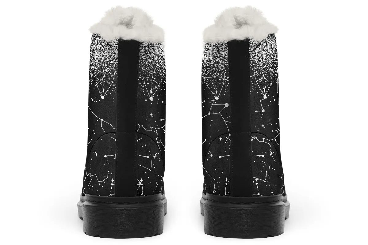 Constellation Winter Boots - Warm Micro-Suede Doc-Style Boots Lined with Vegan Wool