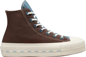 Converse Wmns Chuck Taylor All Star Lift Platform Crafted Canvas High Brazil Nut Indigo Oxide Sneakers, Brown