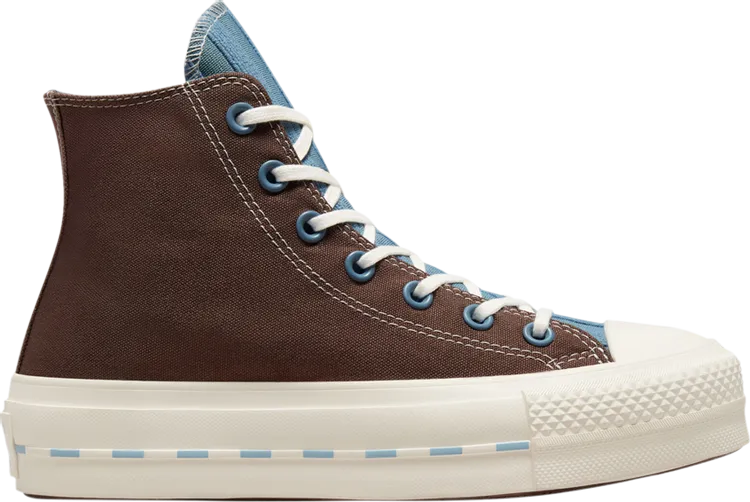 Converse Wmns Chuck Taylor All Star Lift Platform Crafted Canvas High Brazil Nut Indigo Oxide Sneakers, Brown