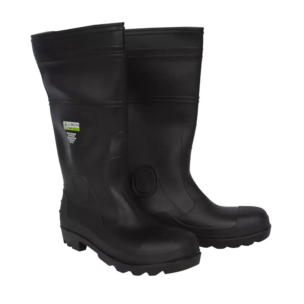 Cordova Black Boots Over-Sock Style PVC Steel Toe - PB22