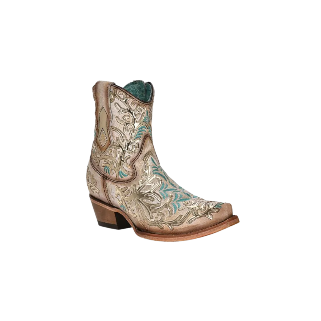 Corral Women's Golden Mirror & Turquoise Ankle Cowgirl Boots