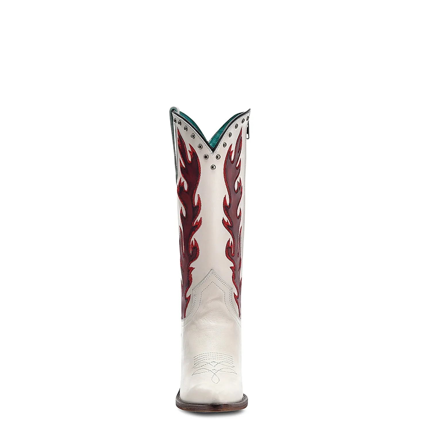 Corral Womens Red Embroidery Overlay Pointed White Cowhide 13in Cowboy Boots