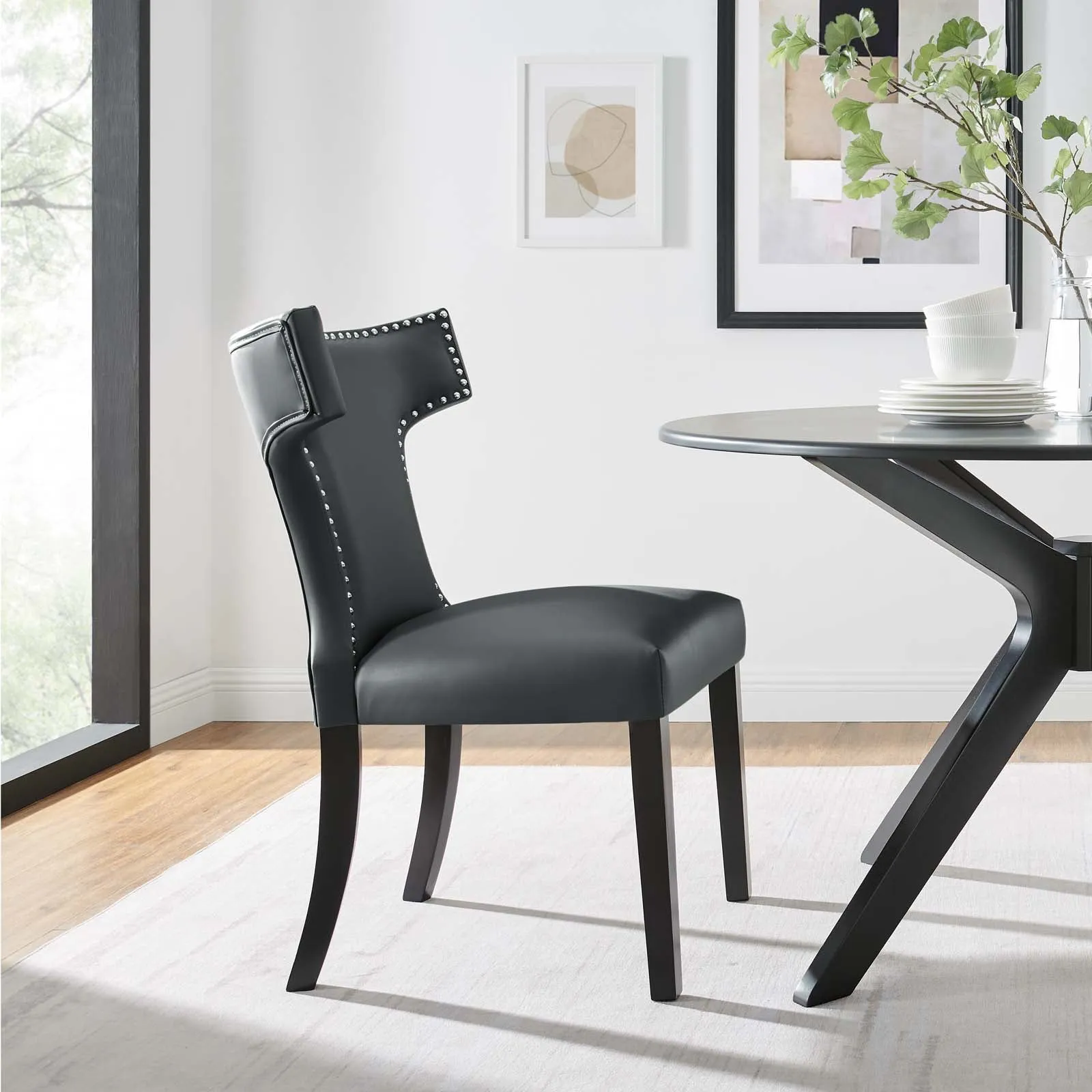 Curve Vegan Leather Dining Chair Gray EEI-2220-GRY