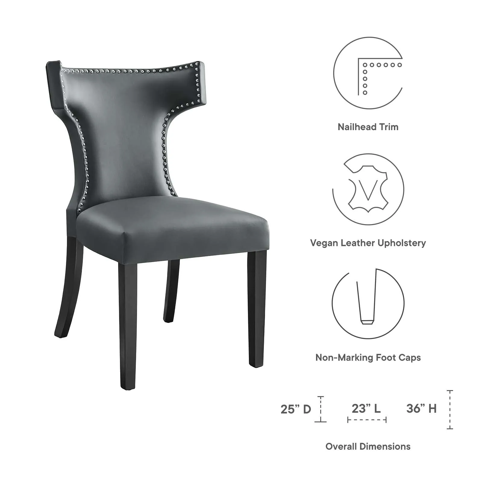 Curve Vegan Leather Dining Chair Gray EEI-2220-GRY