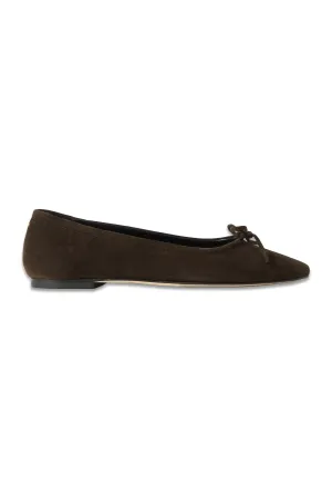 Delfina Bow-detailed Suede Ballet Flats