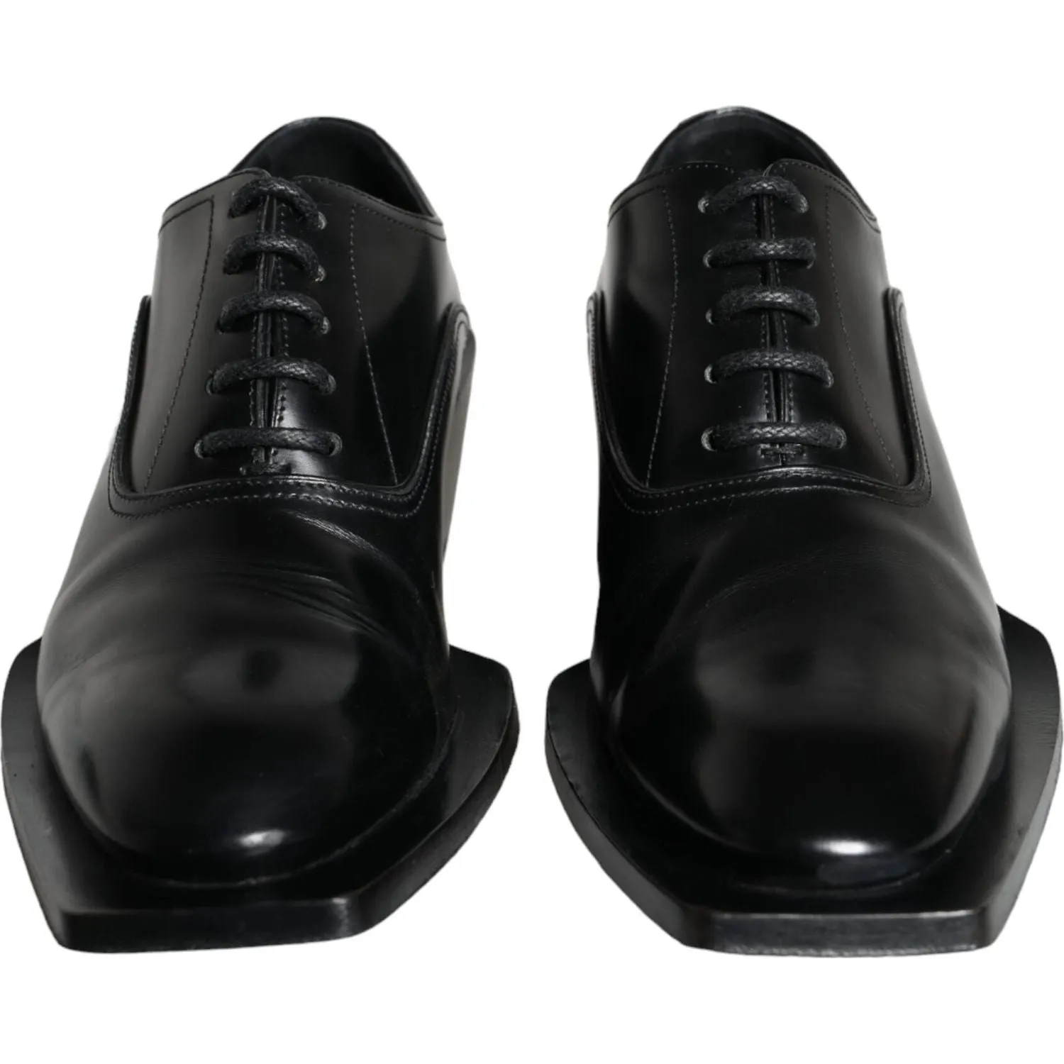 Dolce & Gabbana Black Calfskin Leather Derby Dress Men Shoes