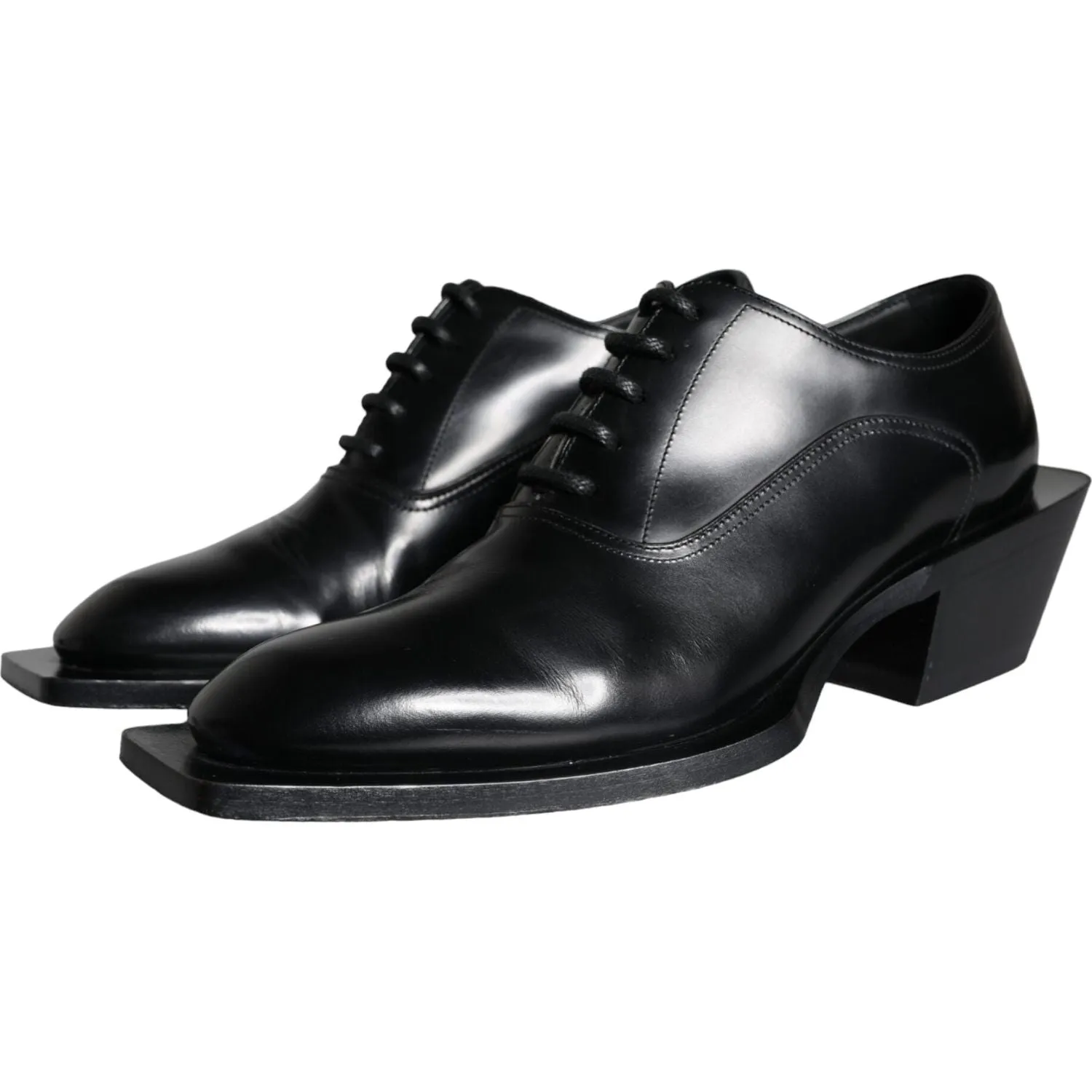 Dolce & Gabbana Black Calfskin Leather Derby Dress Men Shoes