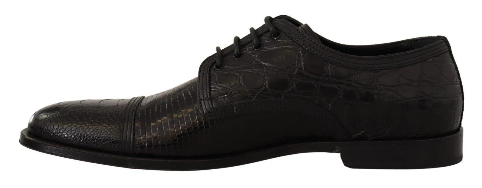 Dolce & Gabbana Black Exotic Leather Lace Up Formal Derby Shoes