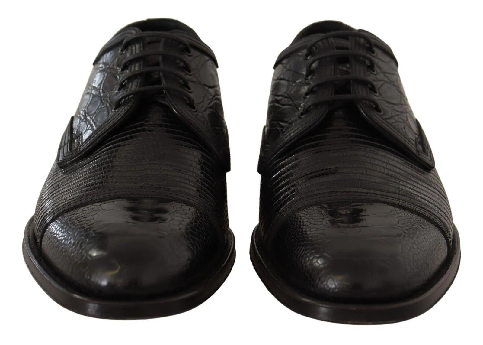 Dolce & Gabbana Black Exotic Leather Lace Up Formal Derby Shoes