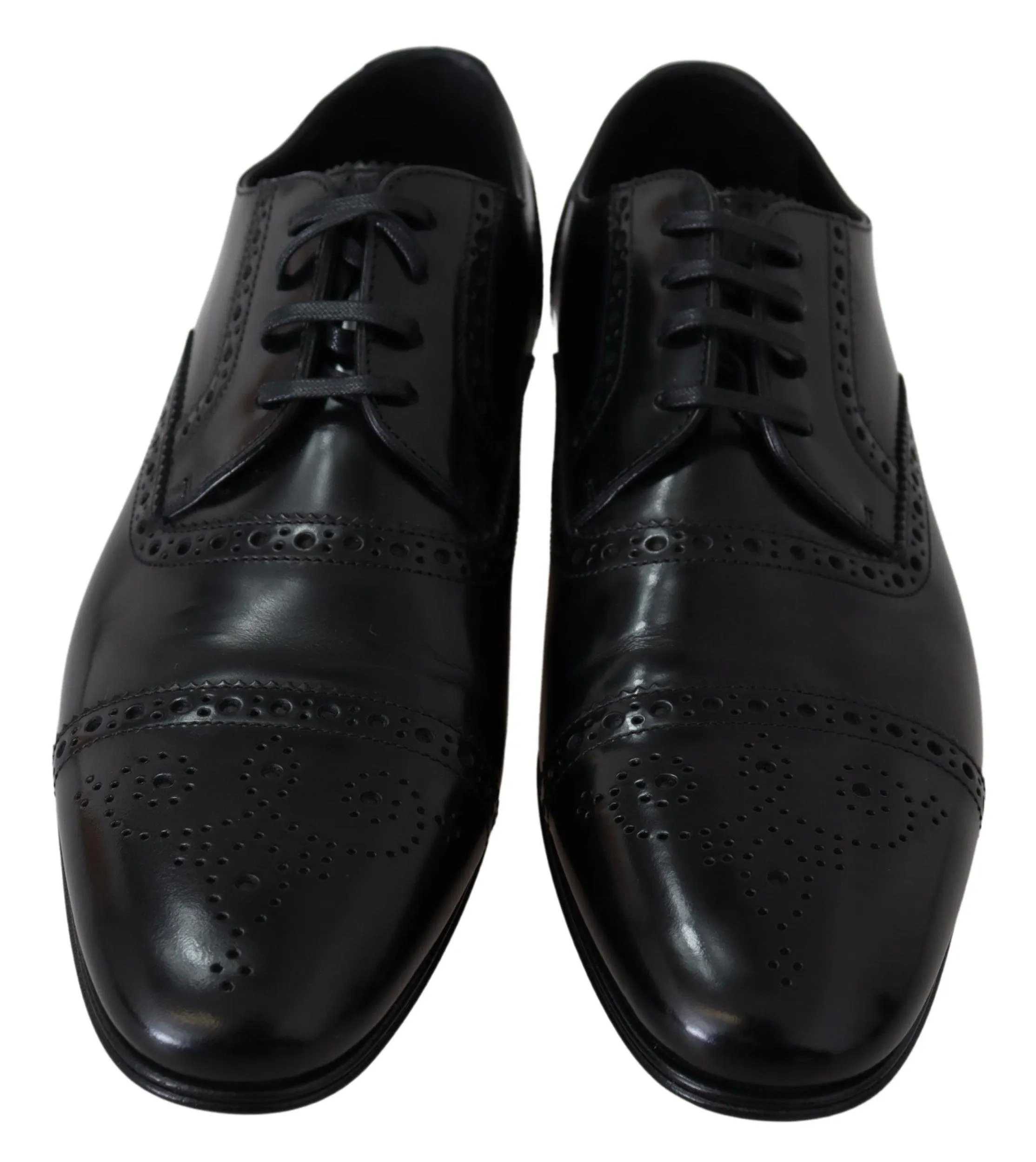 Dolce & Gabbana Black Leather Men Derby Formal Loafers Shoes