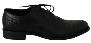 Dolce & Gabbana Black Leather Wingtip Oxford Dress Shoes