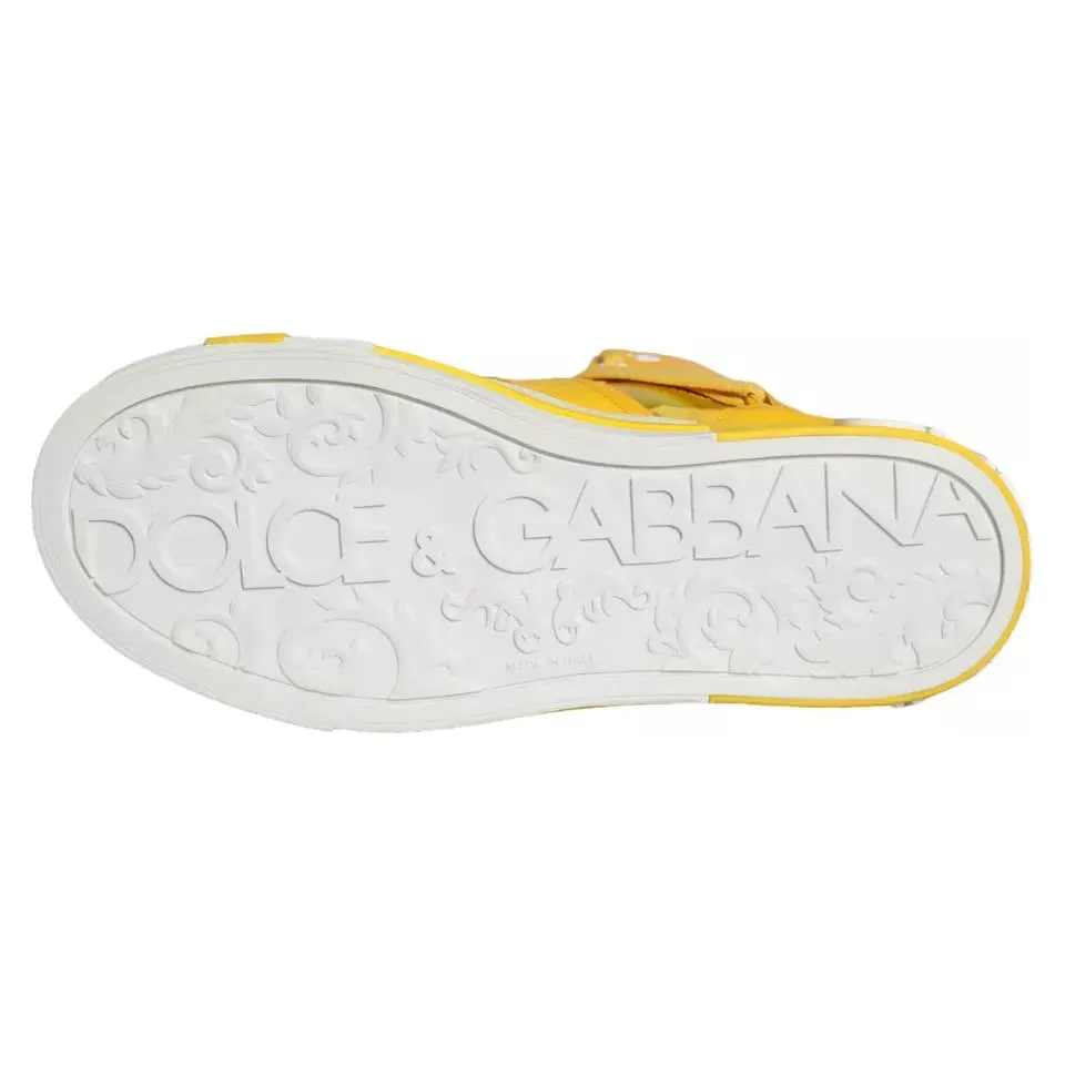 Dolce & Gabbana Yellow White Leather High Top Sneakers Shoes