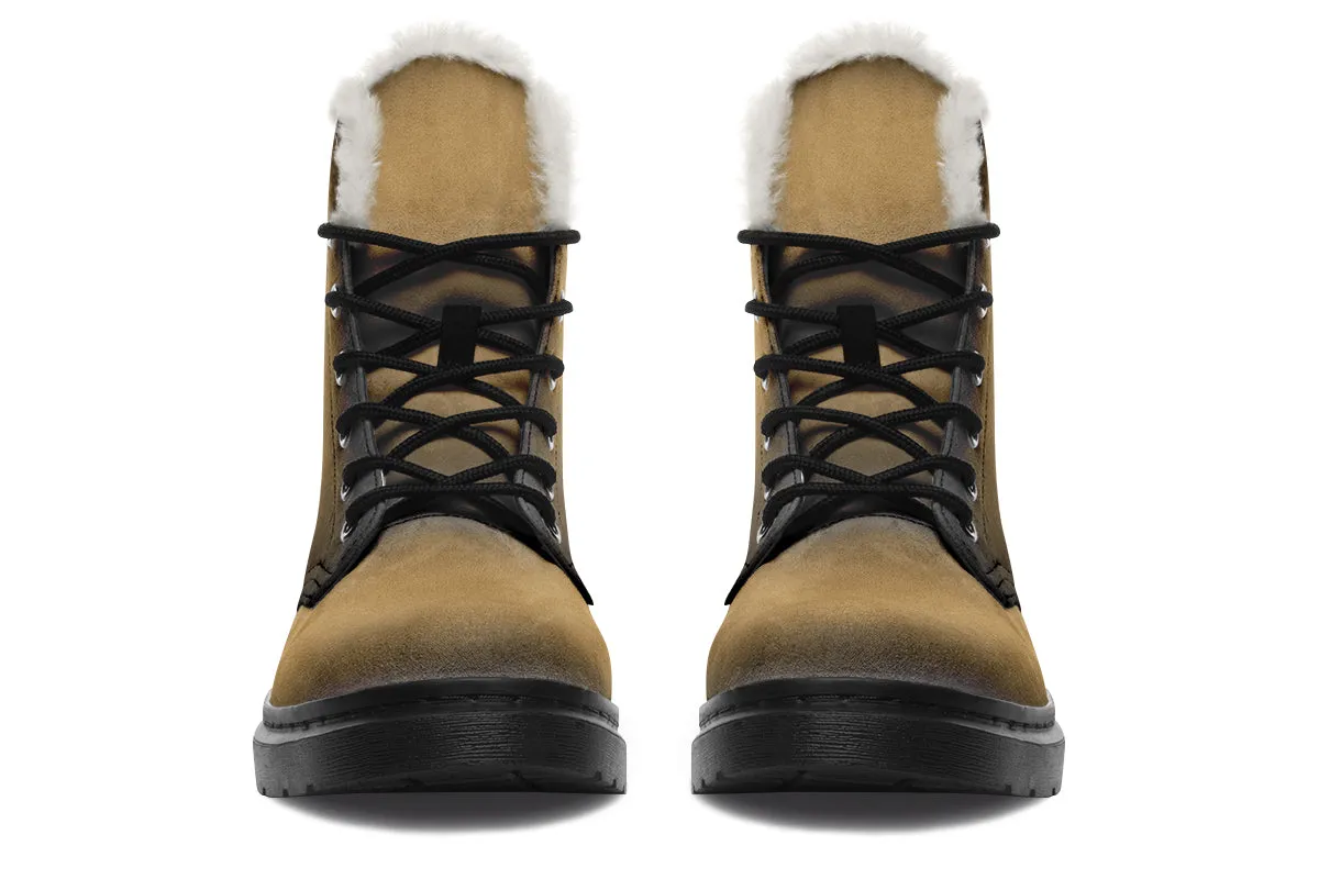 Elder Hide Winter Boots - Warm Micro-Suede Doc-Style Boots Lined with Vegan Wool