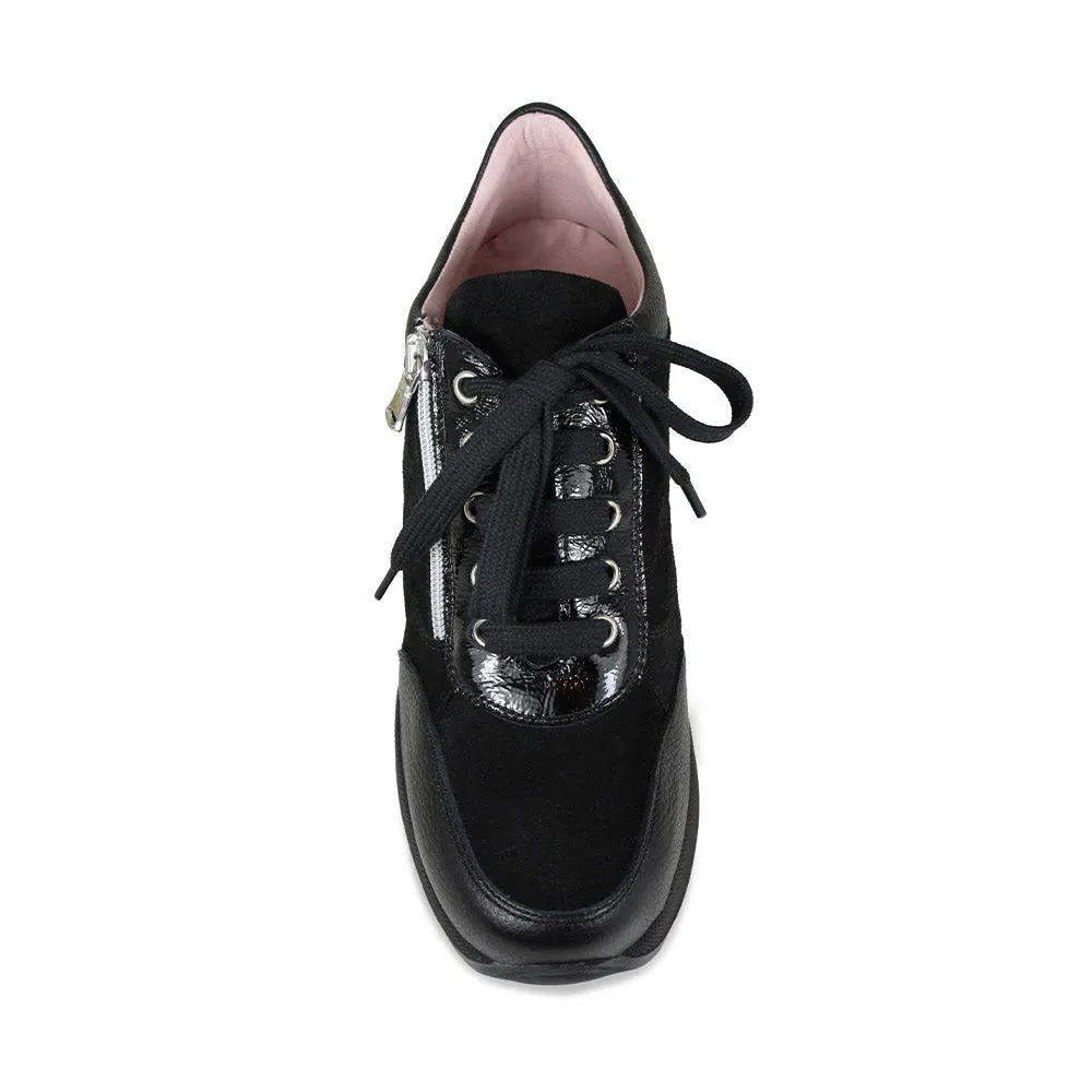 Electra: Black Leather & Suede