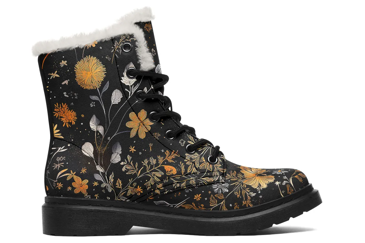 Emberblossom Winter Boots - Warm Micro-Suede Doc-Style Boots Lined with Vegan Wool