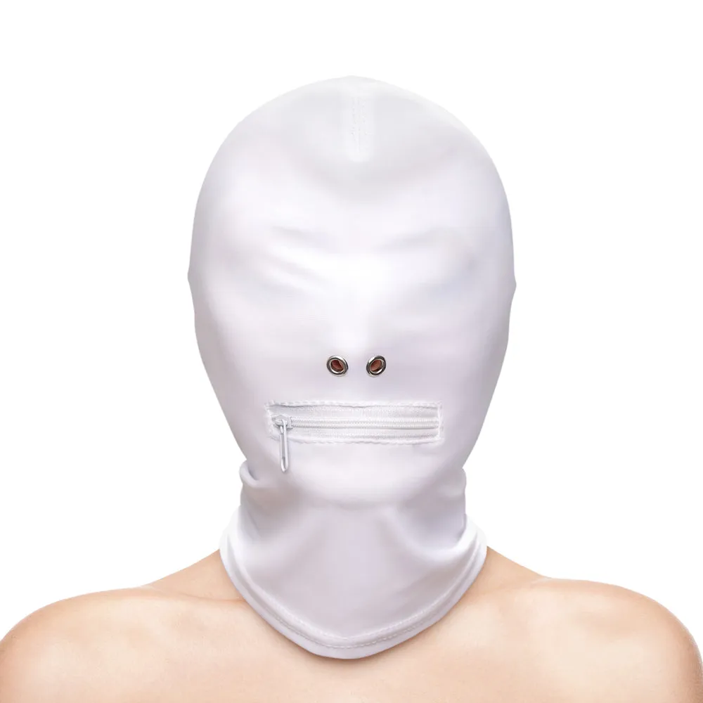 Fetish & Fashion Zippered Mouth Hood White