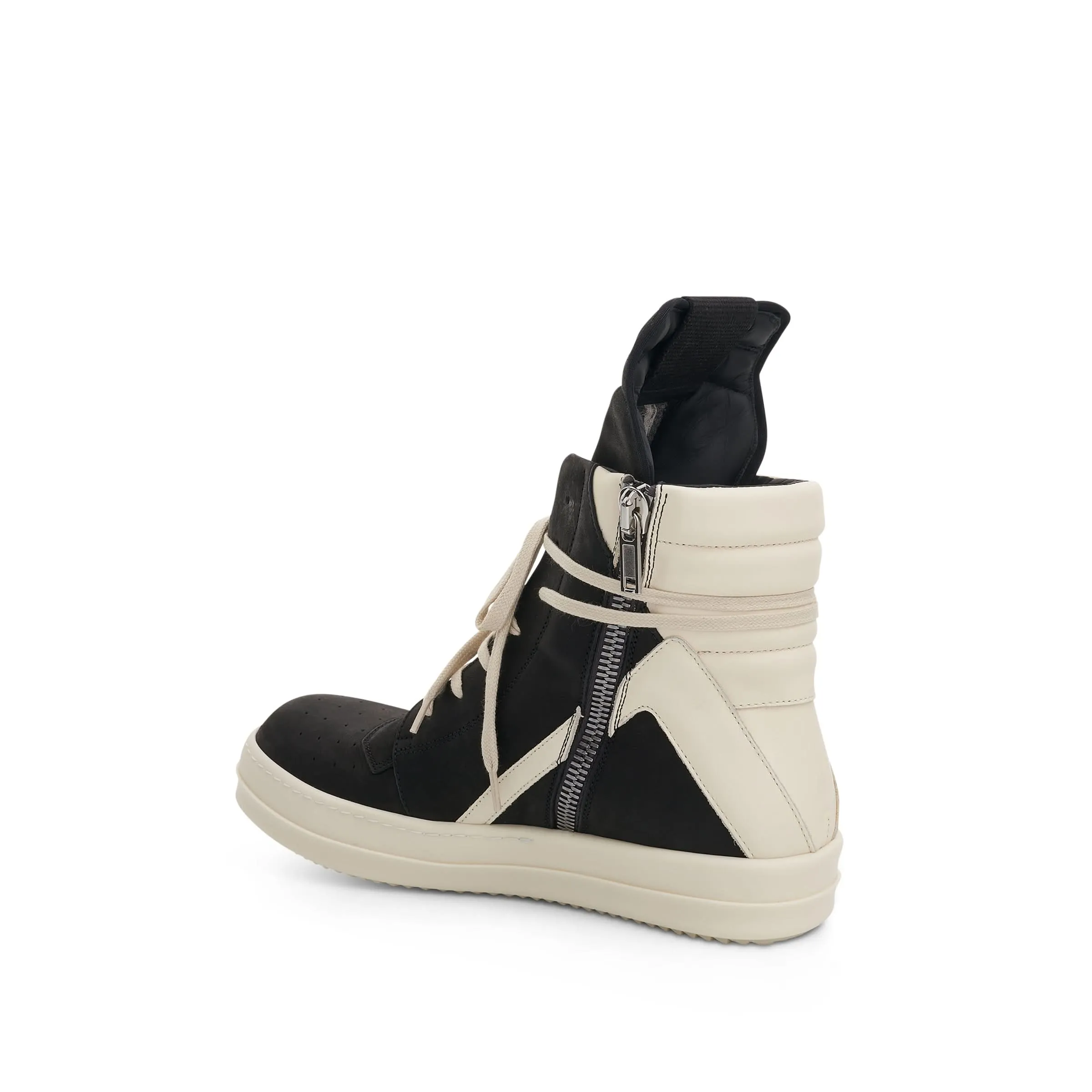 Geobasket Nubuck Leather Sneakers in Black/Milk