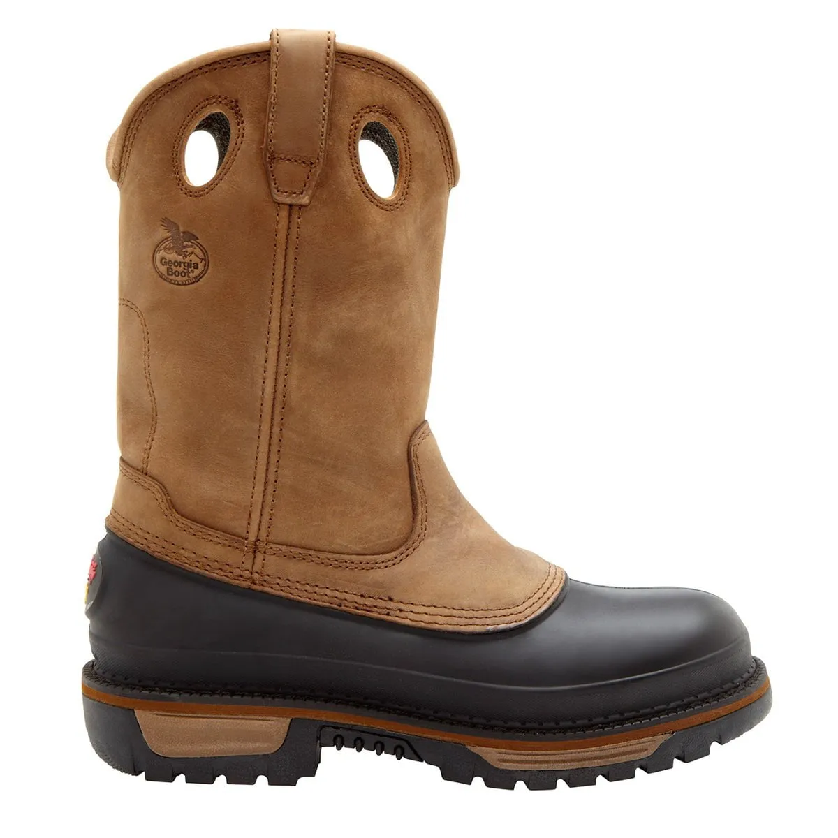 Georgia MudDog Mens Brown Leather Steel Toe Wellington Work Boots