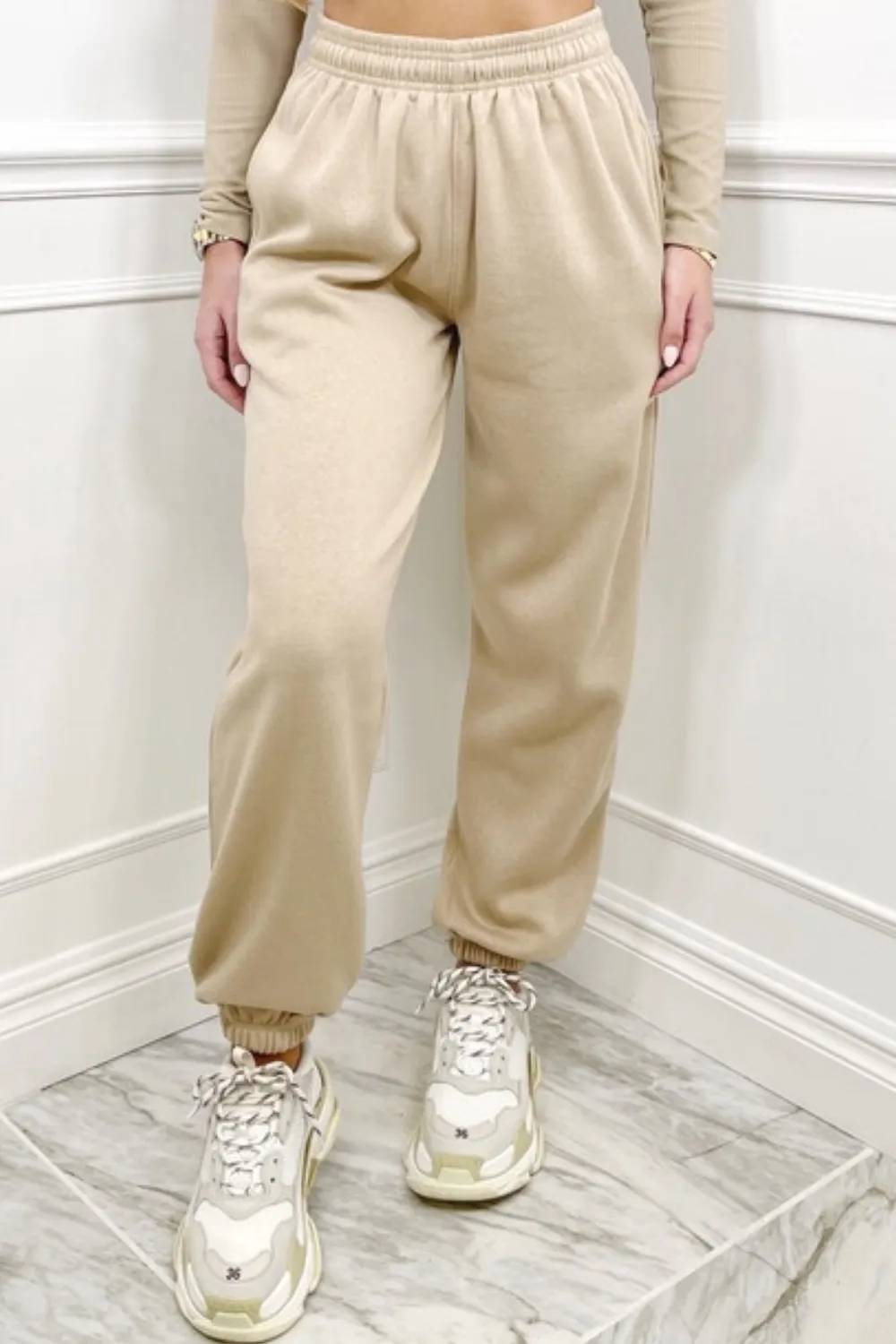 Glamify Beige premium essential jogger