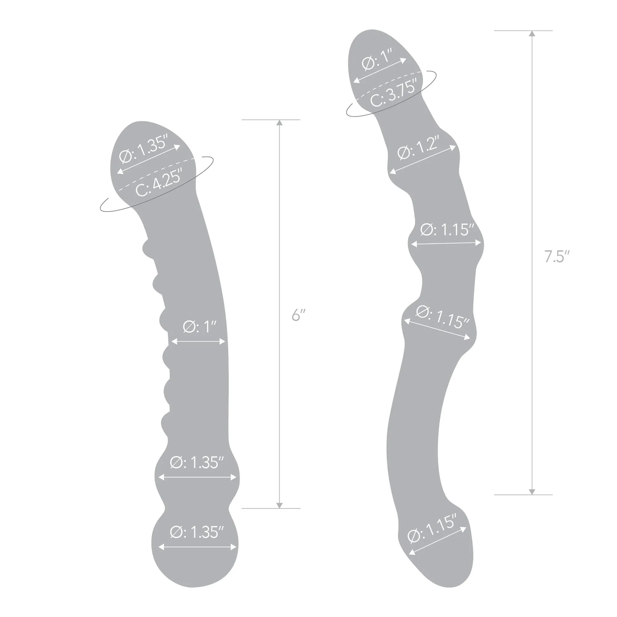 Glas 2 Pc Double Pleasure Glass Dildo Set