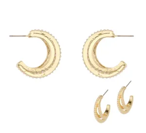 Gold with Studded Pearl Layered 1" Hoop
Earring