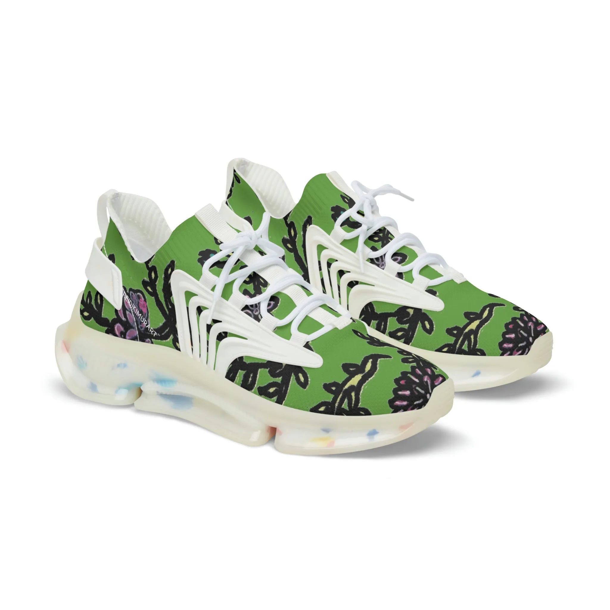 Green Floral Print Men's Shoes, Flower Print Best Comfy Men's Mesh Sports Sneakers Shoes (US Size: 5-12)