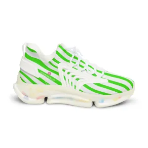 Green Striped Print Men's Shoes, Best Comfy Men's Mesh Sports Sneakers Shoes (US Size: 5-12)