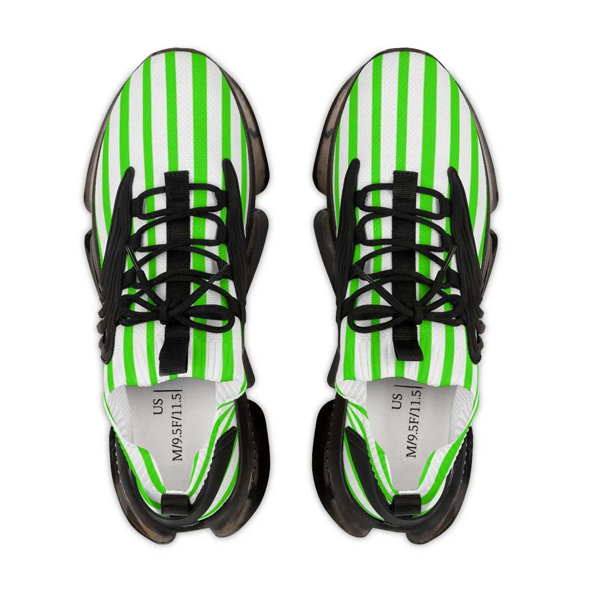 Green Striped Print Men's Shoes, Best Comfy Men's Mesh Sports Sneakers Shoes (US Size: 5-12)