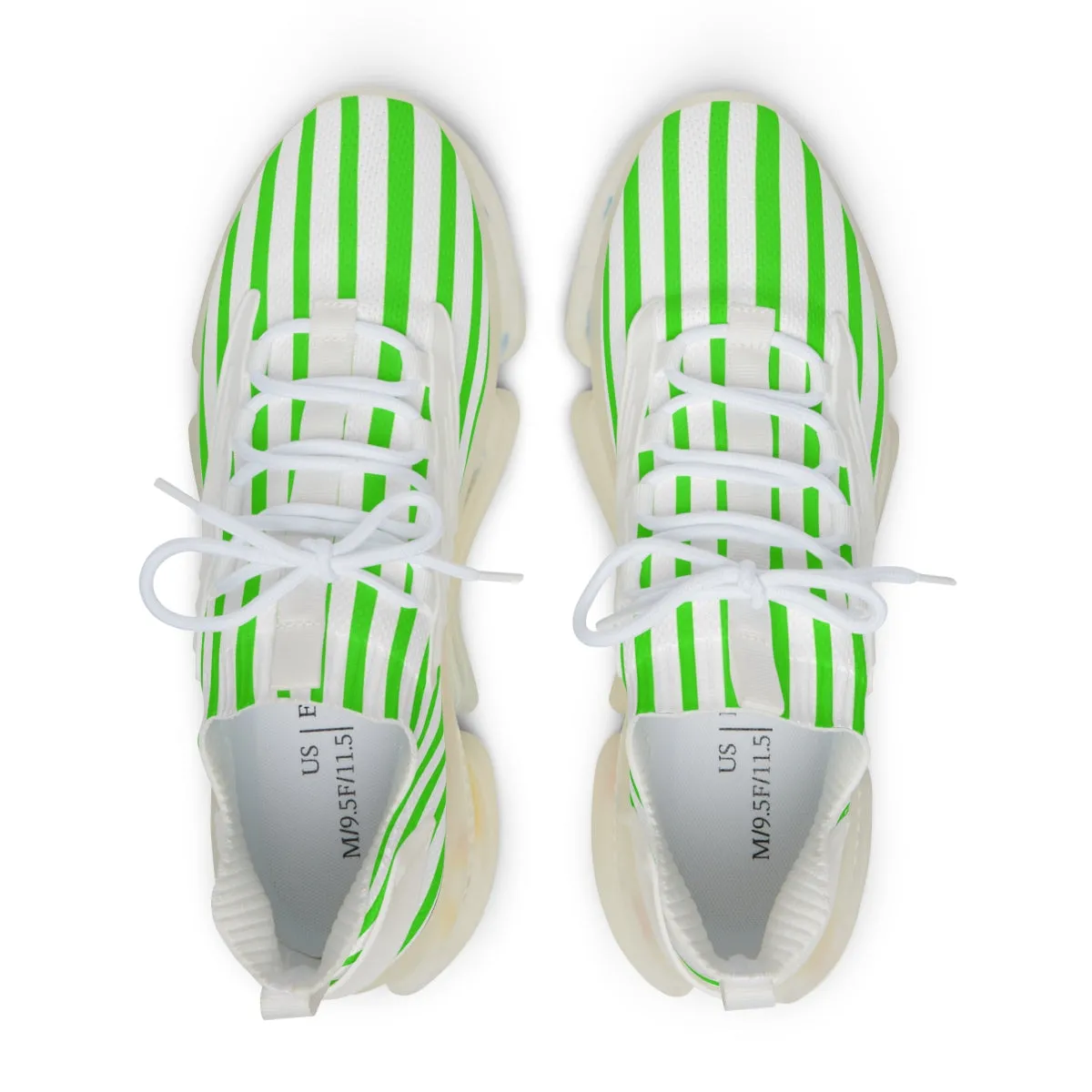 Green Striped Print Men's Shoes, Best Comfy Men's Mesh Sports Sneakers Shoes (US Size: 5-12)