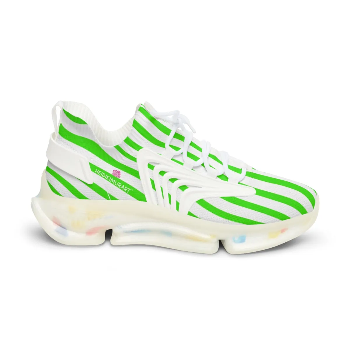 Green Striped Print Men's Shoes, Best Comfy Men's Mesh Sports Sneakers Shoes (US Size: 5-12)