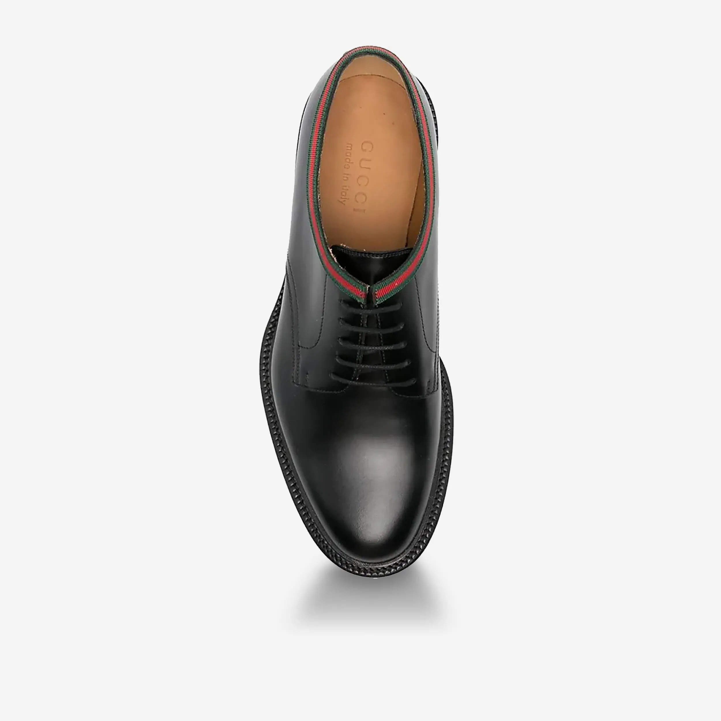 Gucci Web Trim Leather Derby Shoes