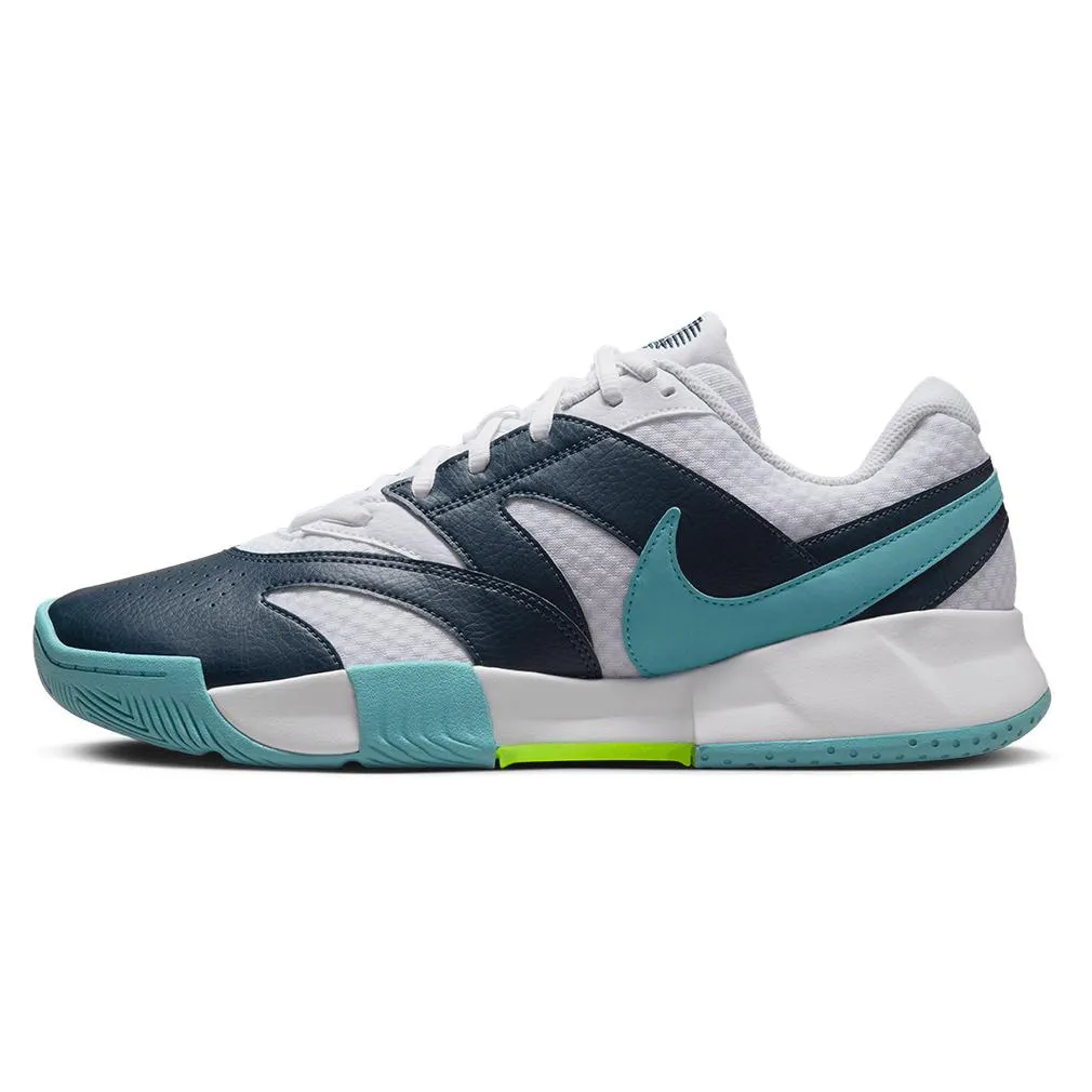 Juniors Court Lite 4 Tennis Shoes White and Denim Turquoise